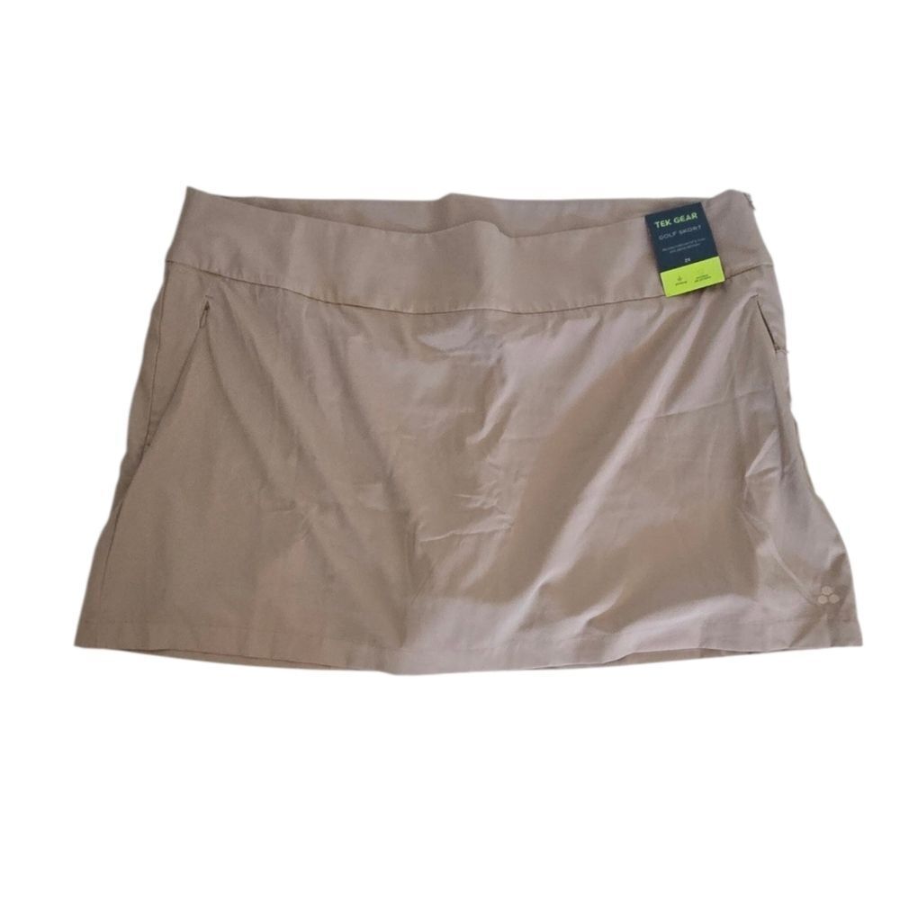 TEK GEAR Women's Woven Golf Skort 2XL Linden Wood Tan Activewear Relaxed Fit NOS